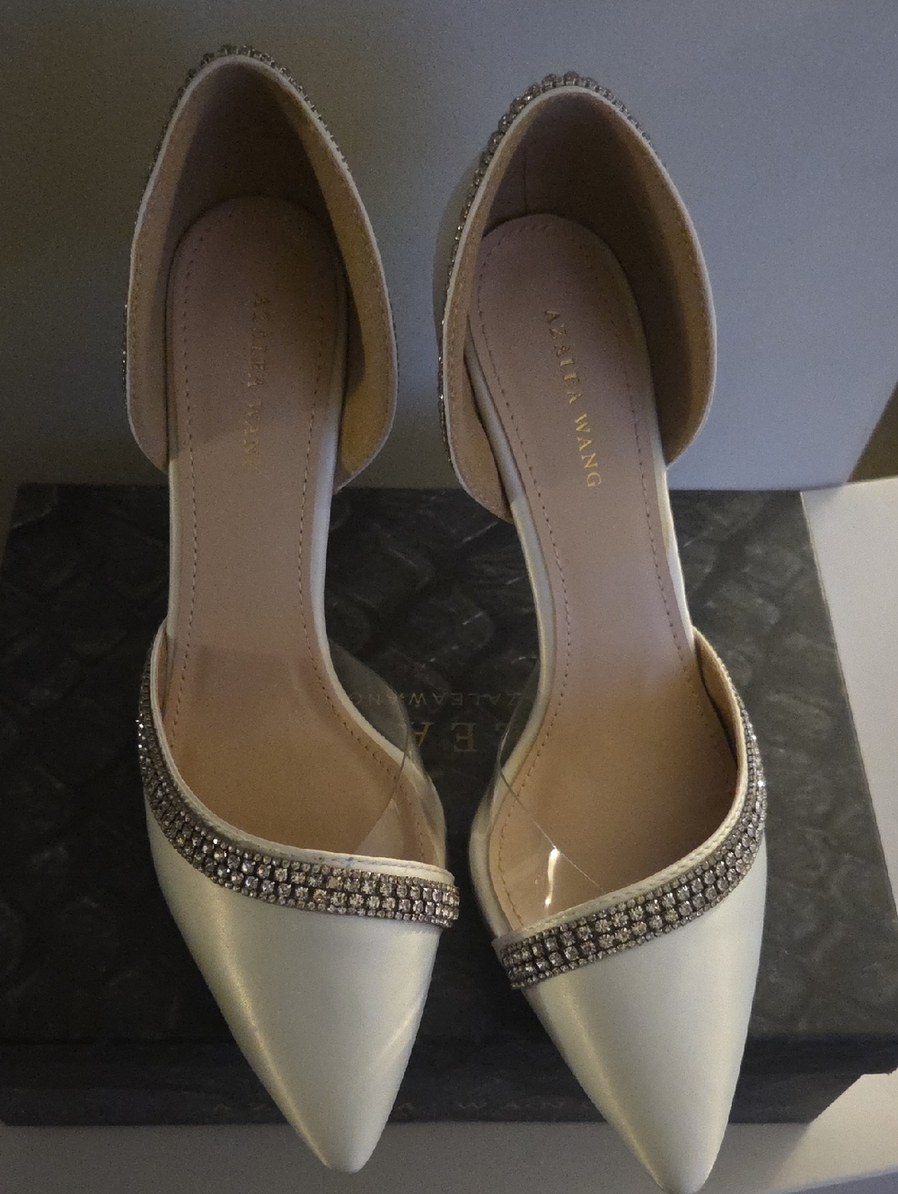 Alexander Wang Cream Pointed D'Orsay Heels with Crystal Trim